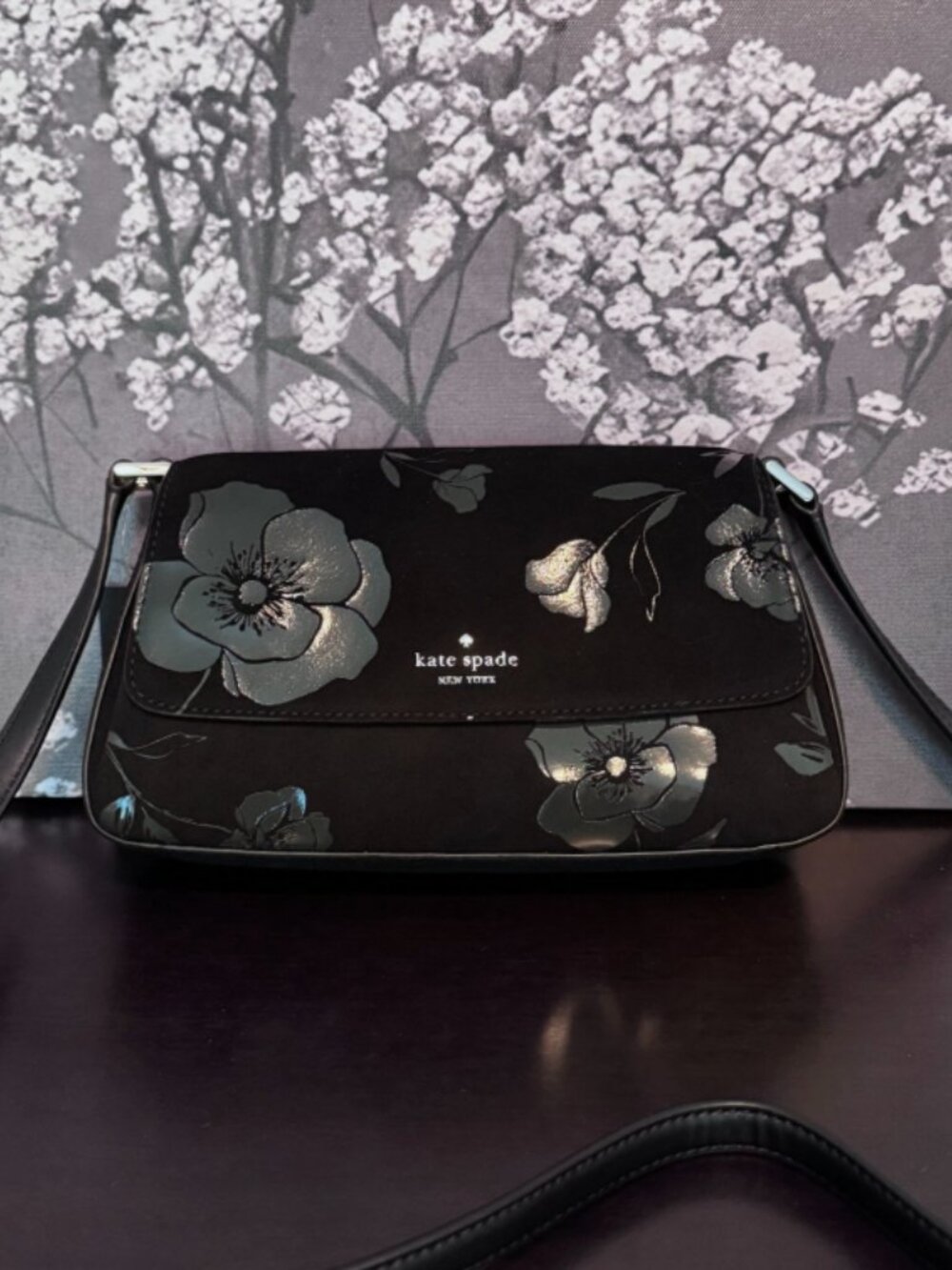 Kate Spade New York Sutton Floral Suede Mini Crossbody Purse
